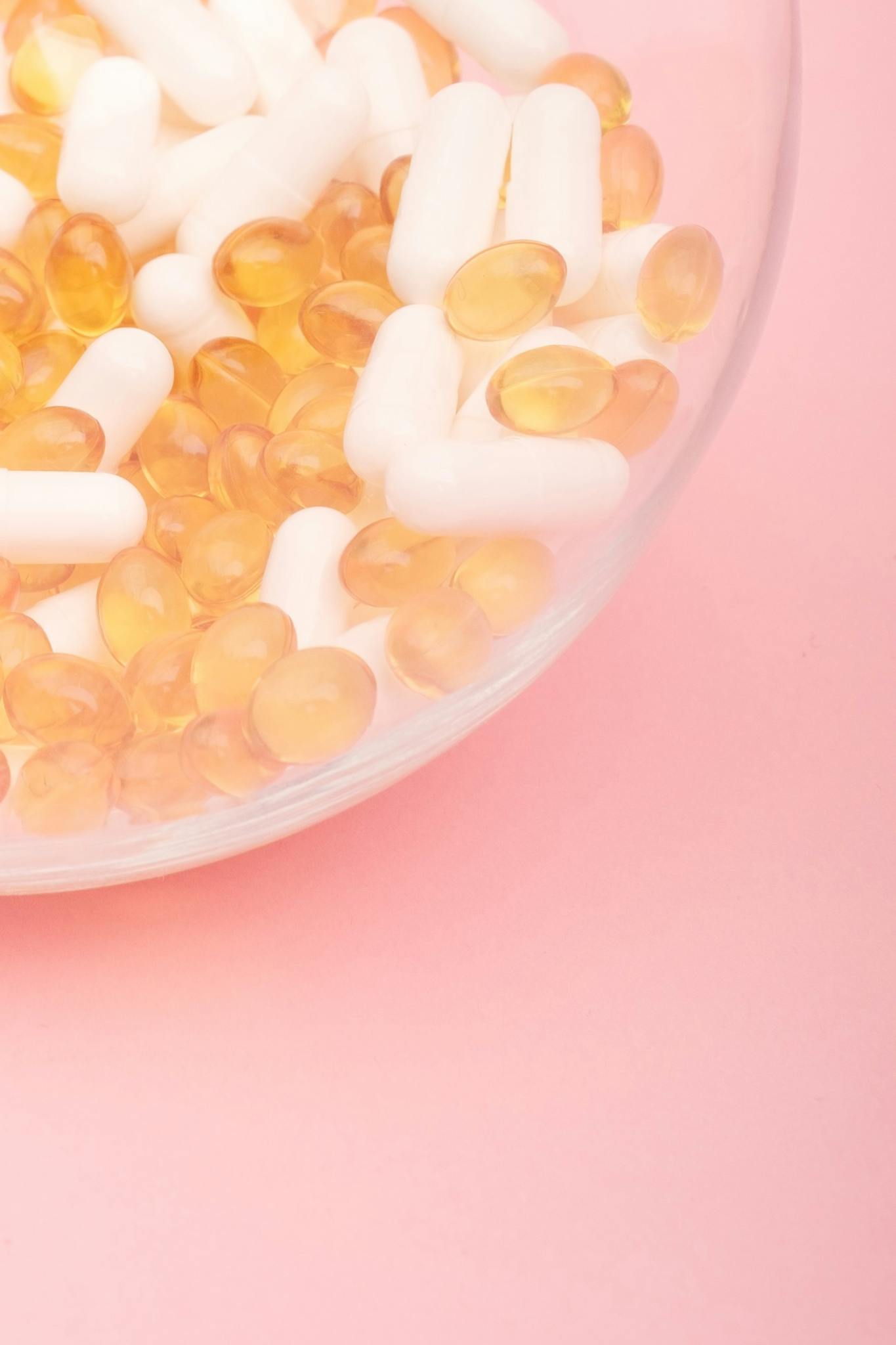 Pile of various drugs in glass vase